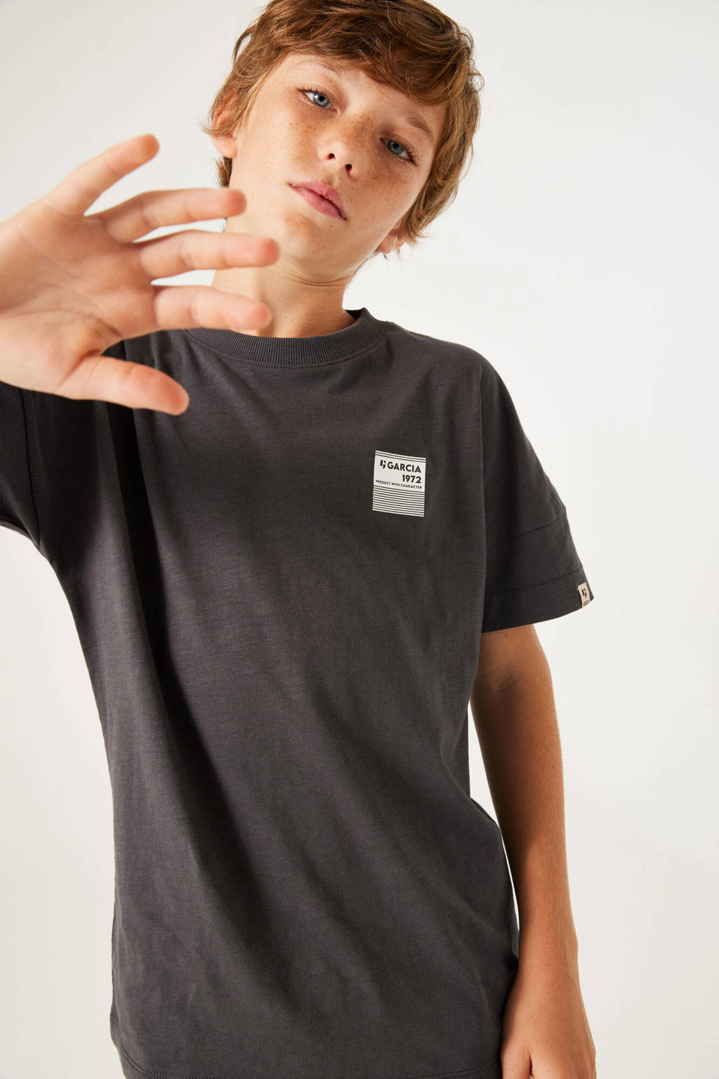 Garcia T-shirt met backprint antraciet