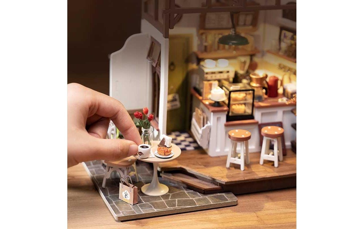 Bausatz Coffee Shop3D-Puzzle aus lasergeschnittenen Holzteilen