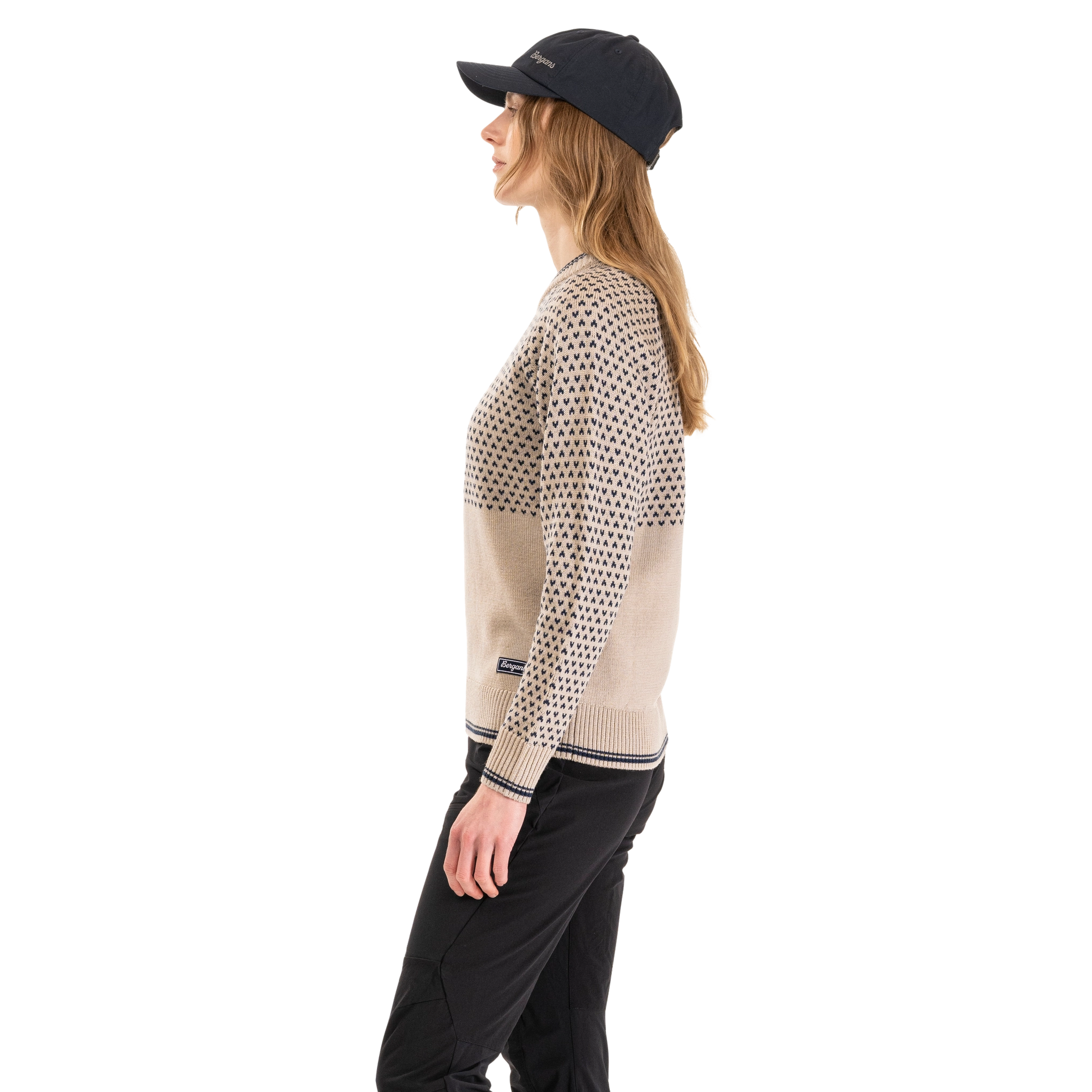 Alvdal Wool Jumper Women Sandstone / Navy Blue