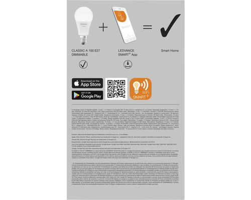 Ledvance Smart WIFI LED-lampen, dimbaar, A100 E27/14W (100W), mat, 1521 lm, 2700 K warm wit, 3-pack