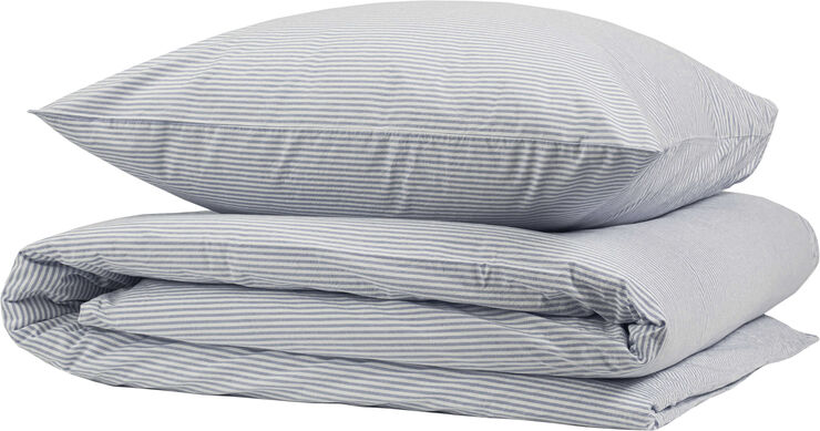 Magasin du Nord Collection Small stripe washed percale 140x200cm Navy/white