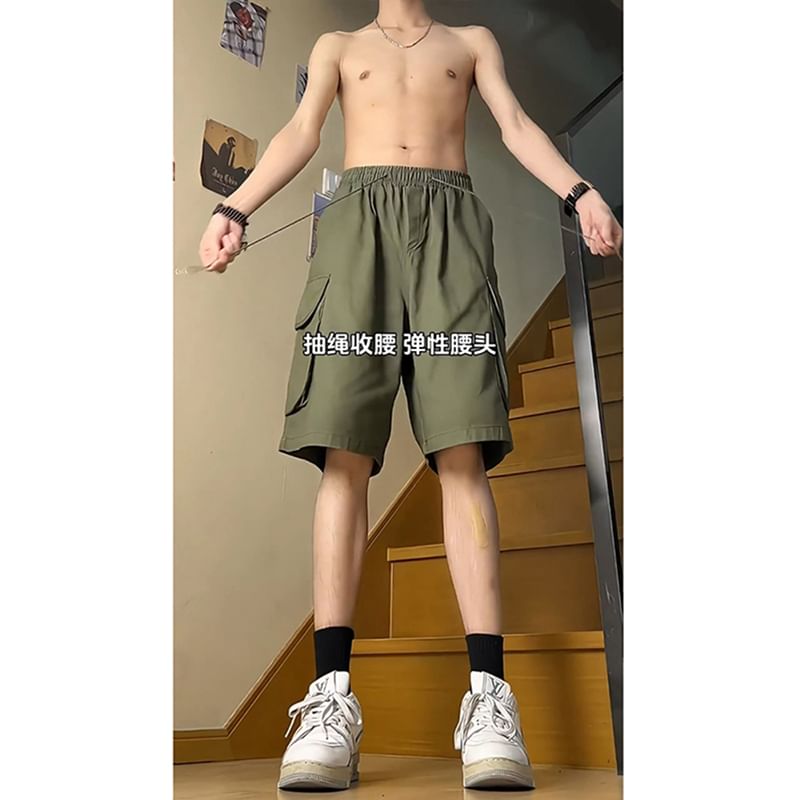 Giuliana - Effen cargoshorts met trekkoordtaille