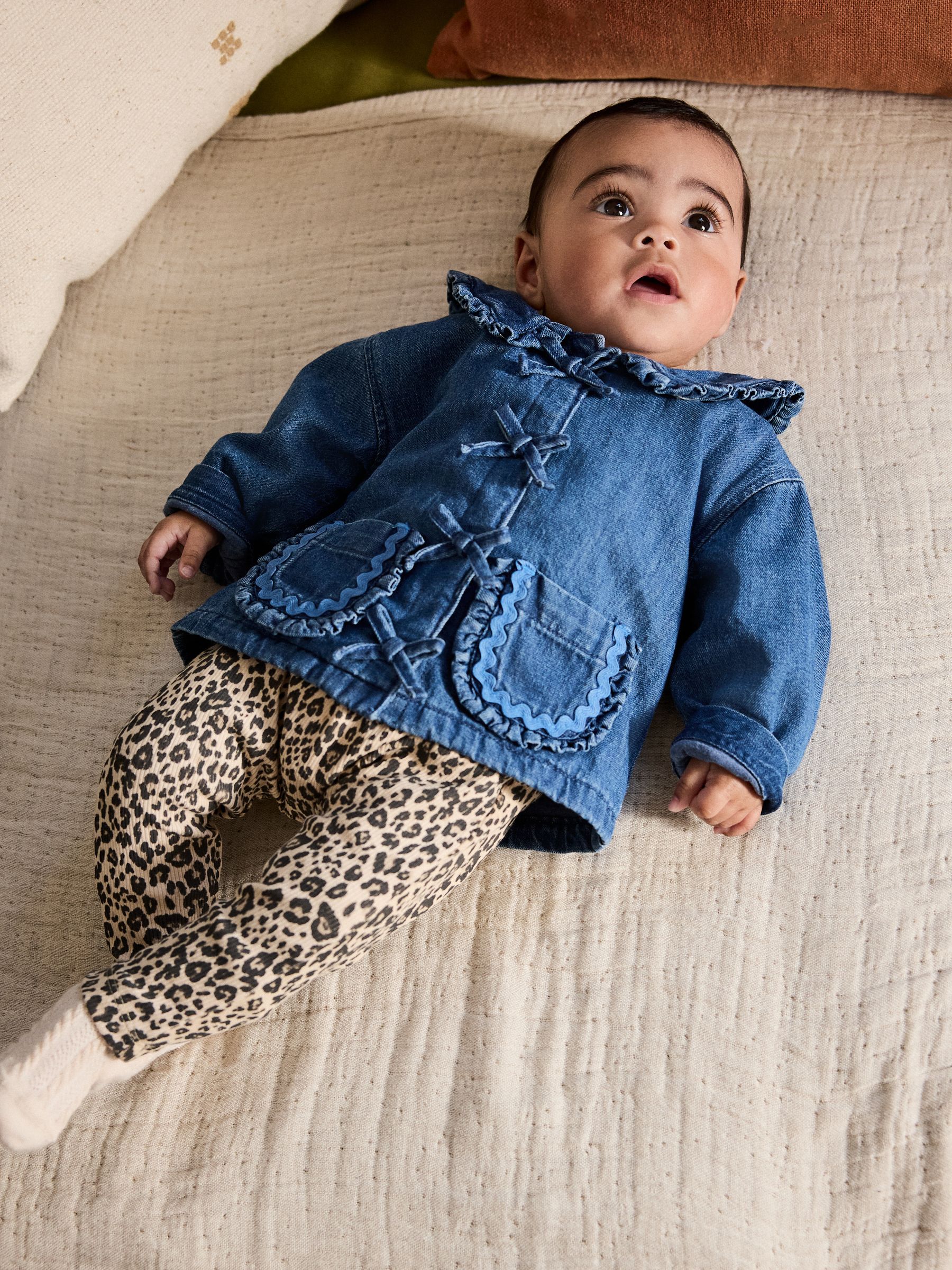 Neutraal met dieren - Baby Spijkerjack, Top en Leggings Set 3 Pieces (0mnd-2jr)