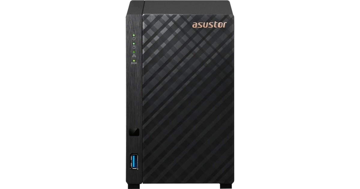 AsustorDrivestor 2 Lite incl. 2x WD Red Plus 2 TB harde schijf nas  (Zwart, 1x LAN, 2x USB)