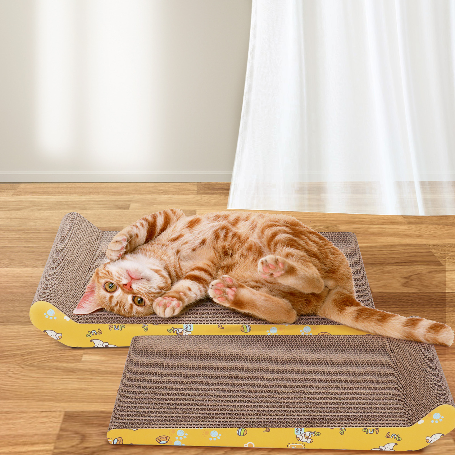 Nobleza Conjunto de 2 Arranhadores para Gatos em Papelão Ondulado com Catnip, 40 x 25 cm
