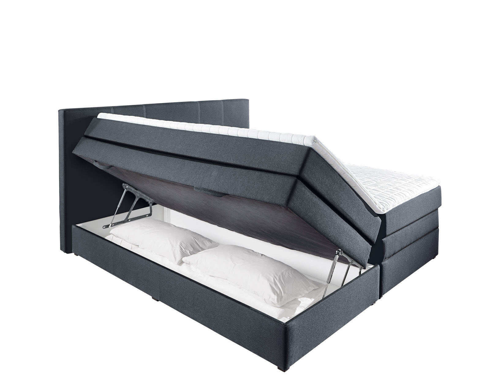 Boxspringbett Vegas Stoffbezug Anthrazit Bonellfederkernca. 180 x 200 cm