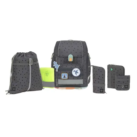 Lässig Schulranzen Set 7-teilig, Boxy Unique Speckles Anthracite