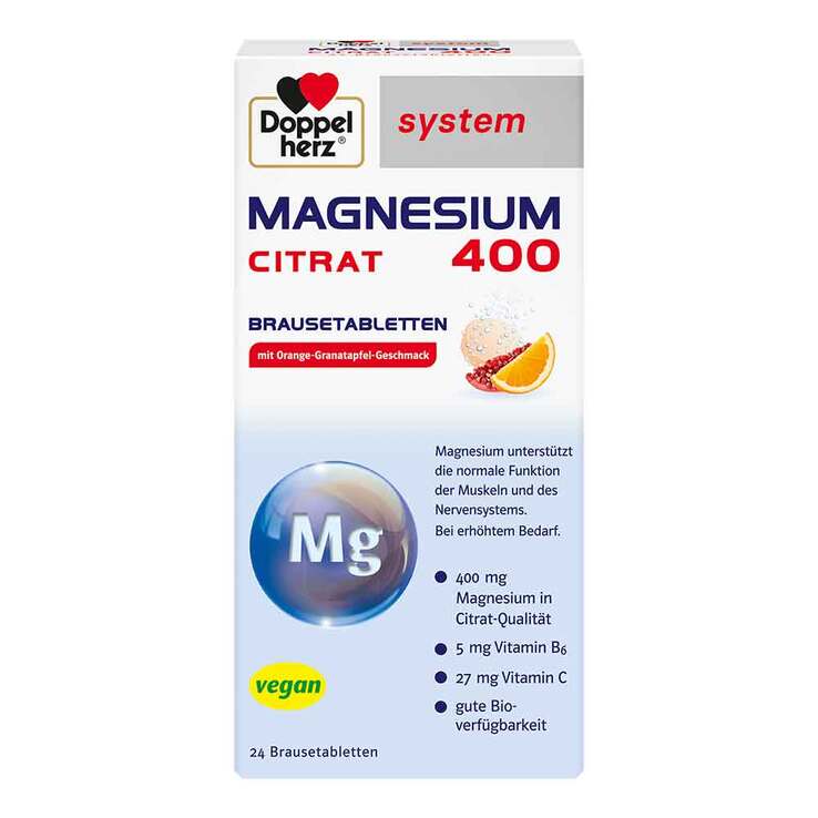 Doppelherz system Magnesium 400 Citrat Brausetabletten, 24 St
