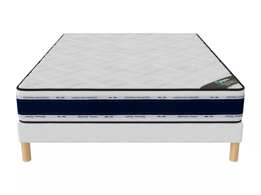 Ensemble matelas Blue Memory + sommier 120x190 hauteur 22cm