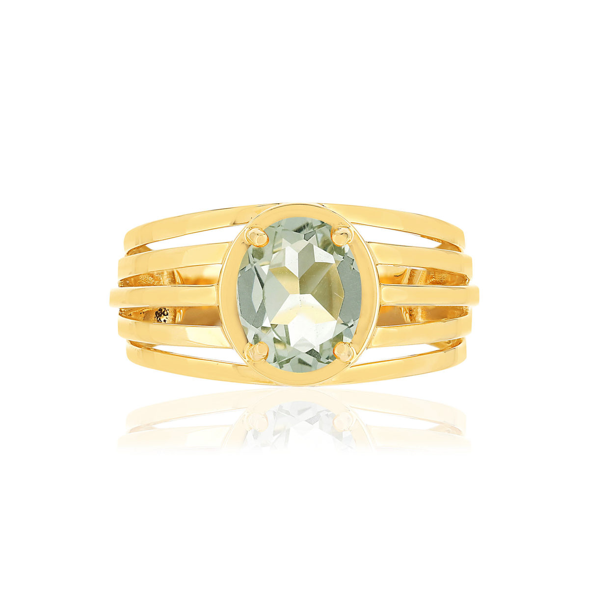 Bague or jaune 375, 1 quartz vert 1,40 carat.