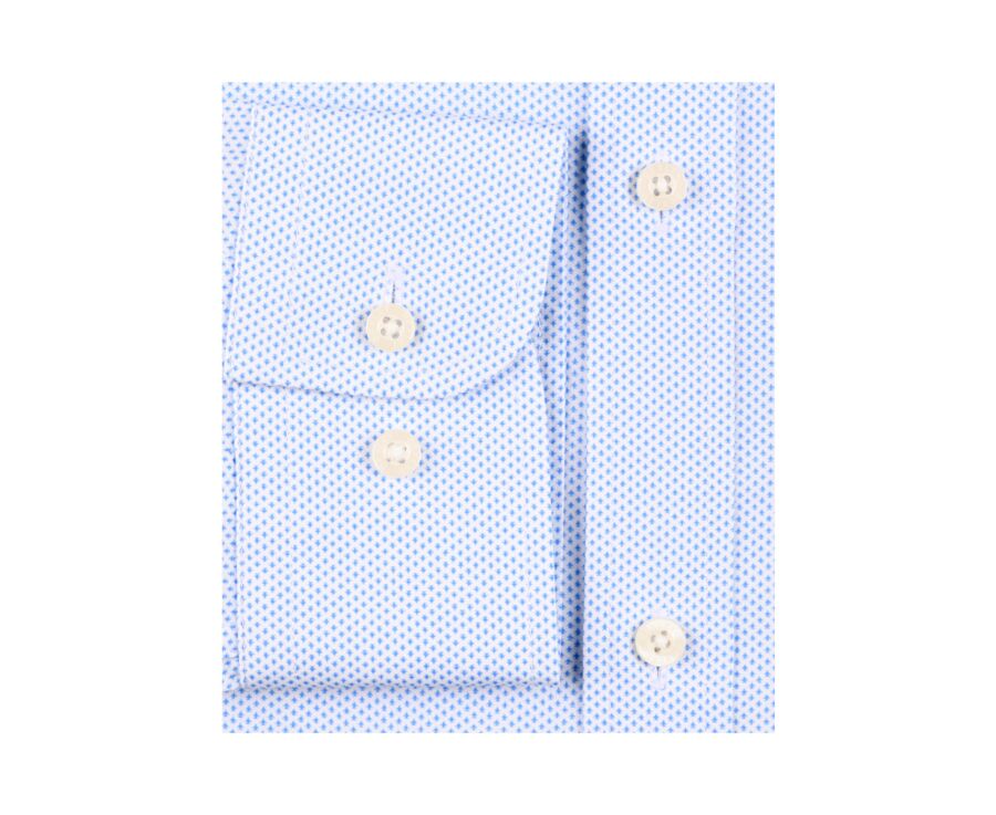 Chemise coton blanche imprimée motifs bleus - Col français - VALÉRIEN