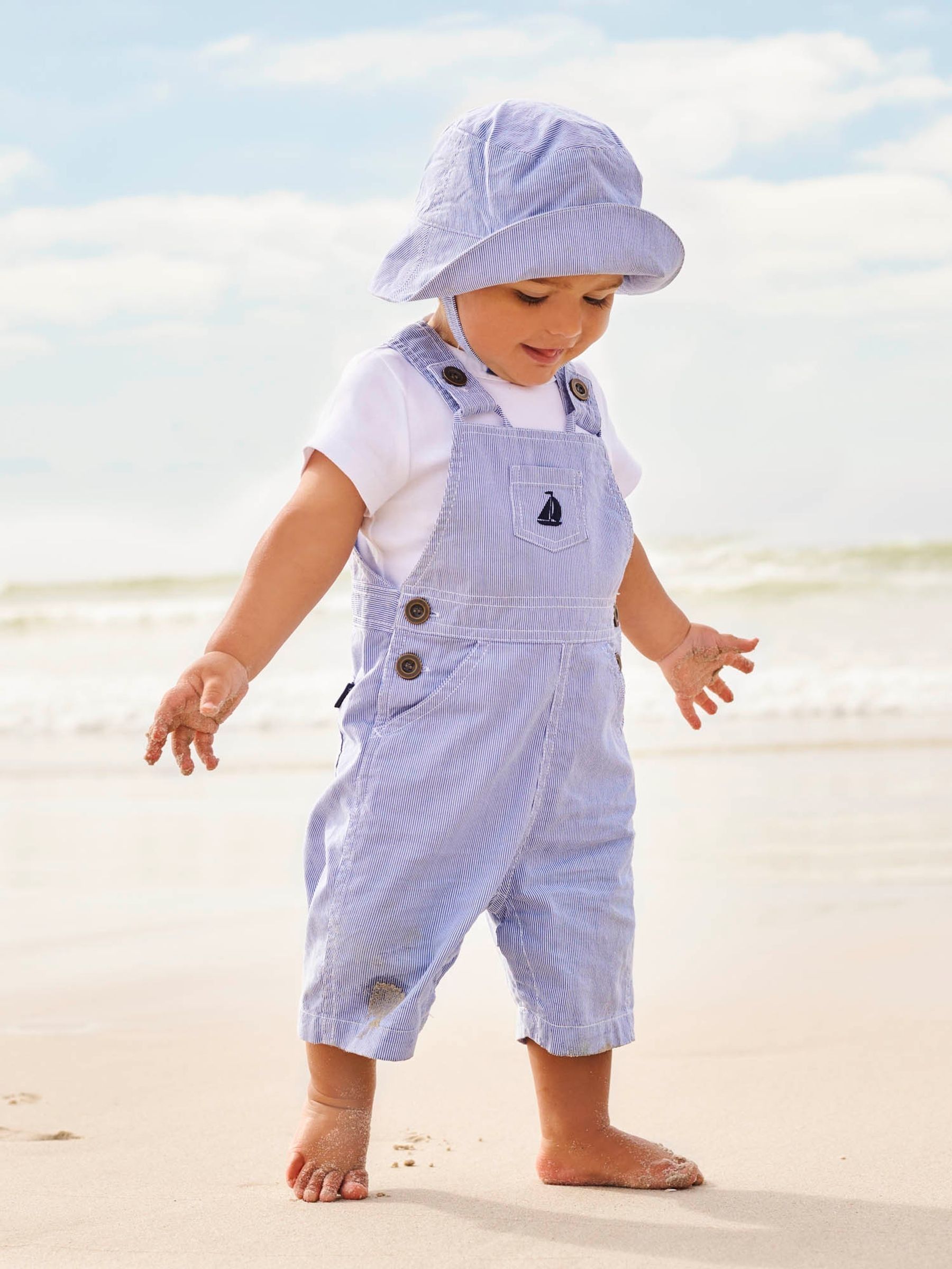 JoJo Maman Bébé - Gestreepte tuinbroek met boot