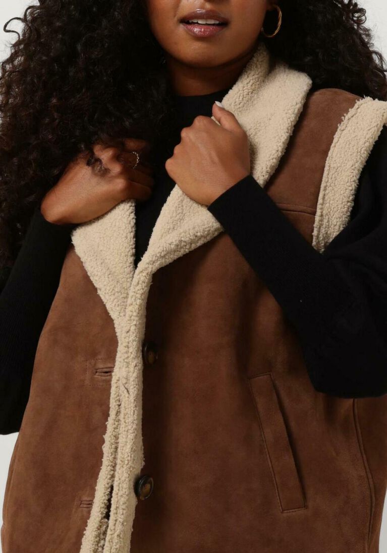 JANICE bruine janice gilet lammy vest dames justin suede