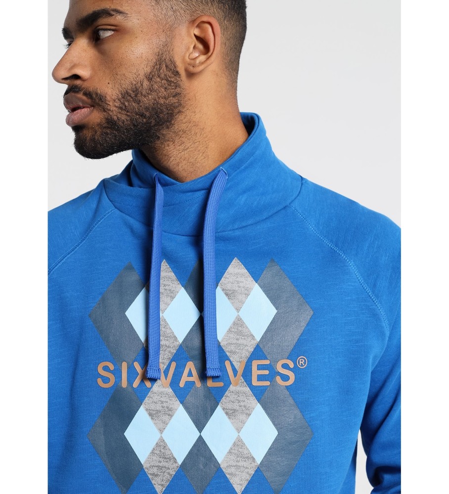 Moletom Six Valves Royal Blue Graphic Cross Neck