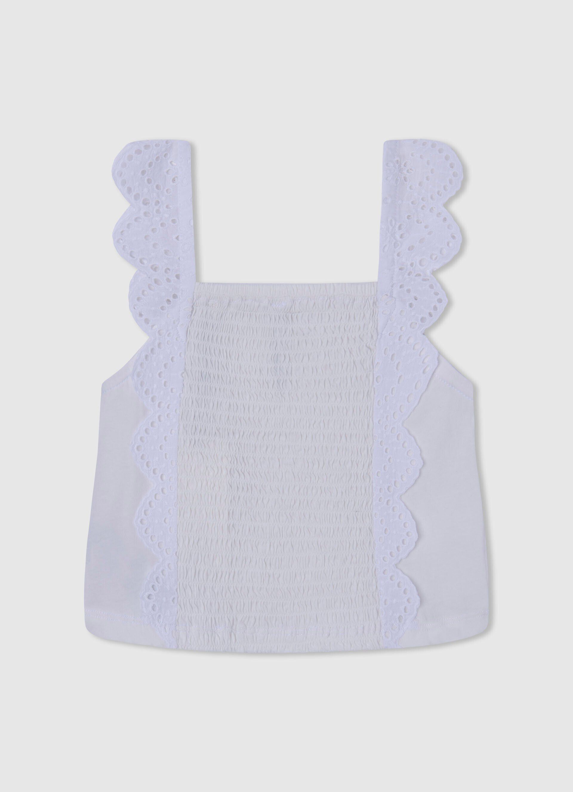 CAMISETA TIRANTES VOLANTES - mousse white