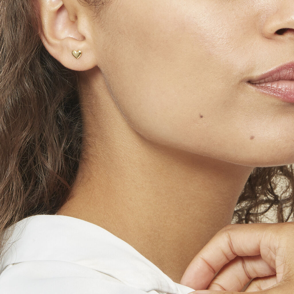 Boucles D'oreilles Puces Aricia Coeur Or Jaune