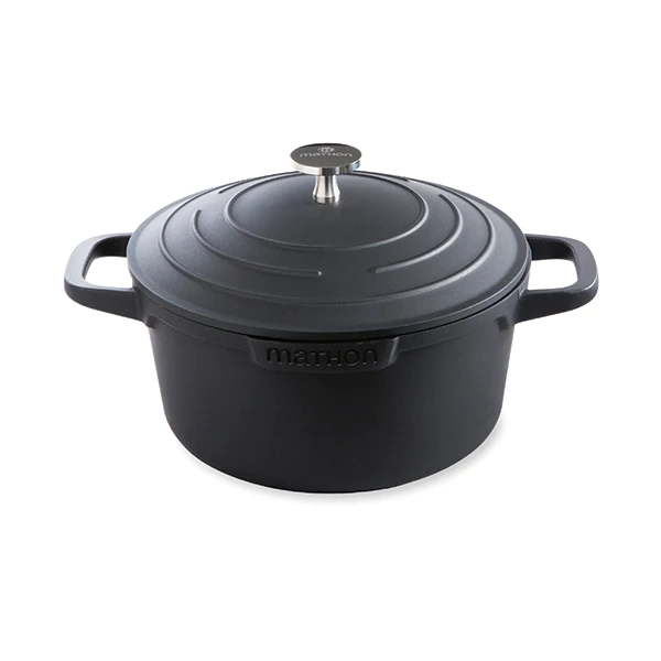 Cocotte légère ronde en fonte d'aluminium 20 cm 2,6 L coloris noir Mat