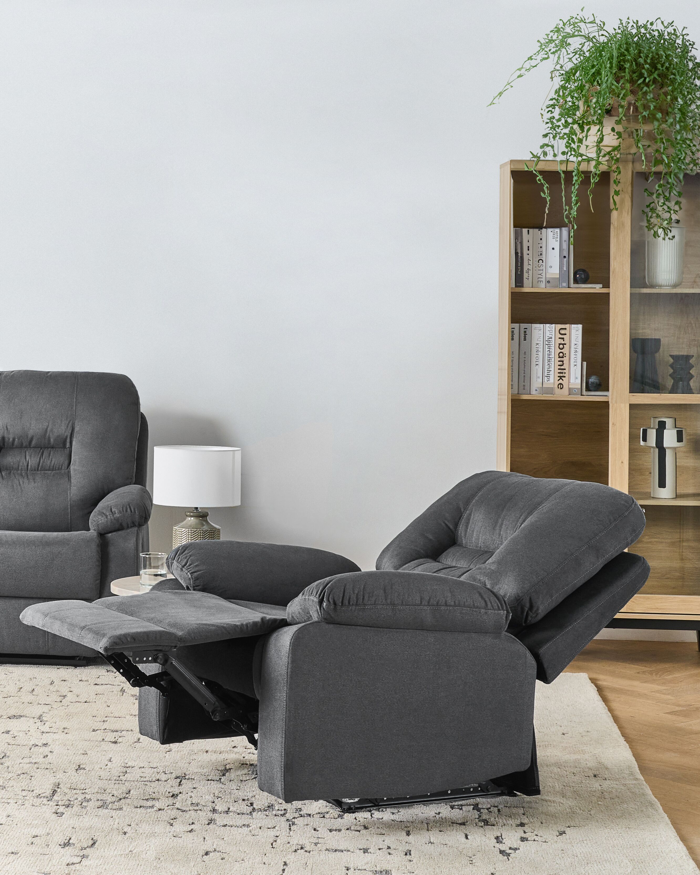 Relaxfauteuil BERGEN inclusief voetensteun Stof Donkergrijs