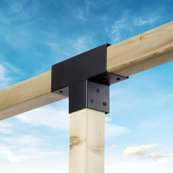Paalverbinder voor pergola T-verbindingsstuk 3-kants 9x9 cm zwart