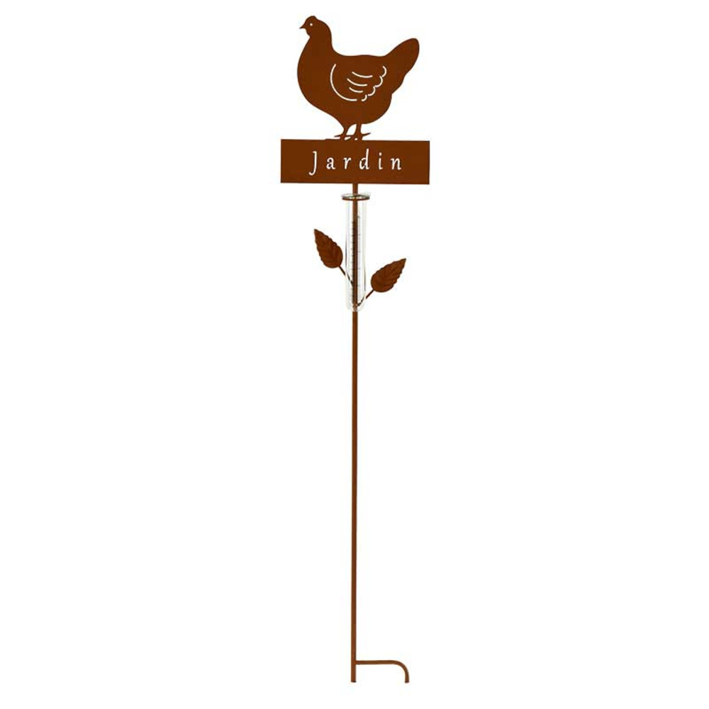 Pluviomètre poule à planter 22x6x110cm