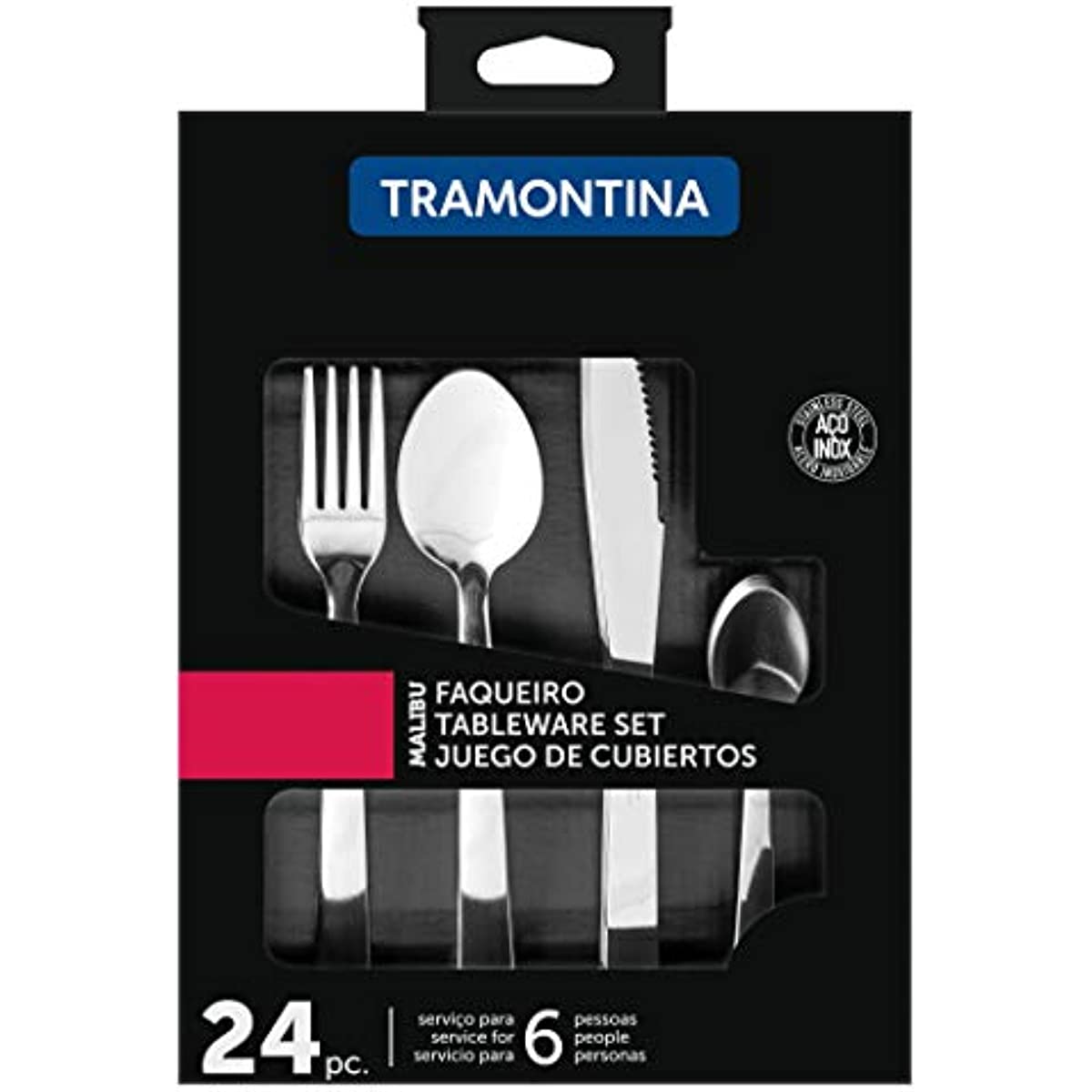 Faqueiro Inox Malibu, 24pc , Tramontina, Inox