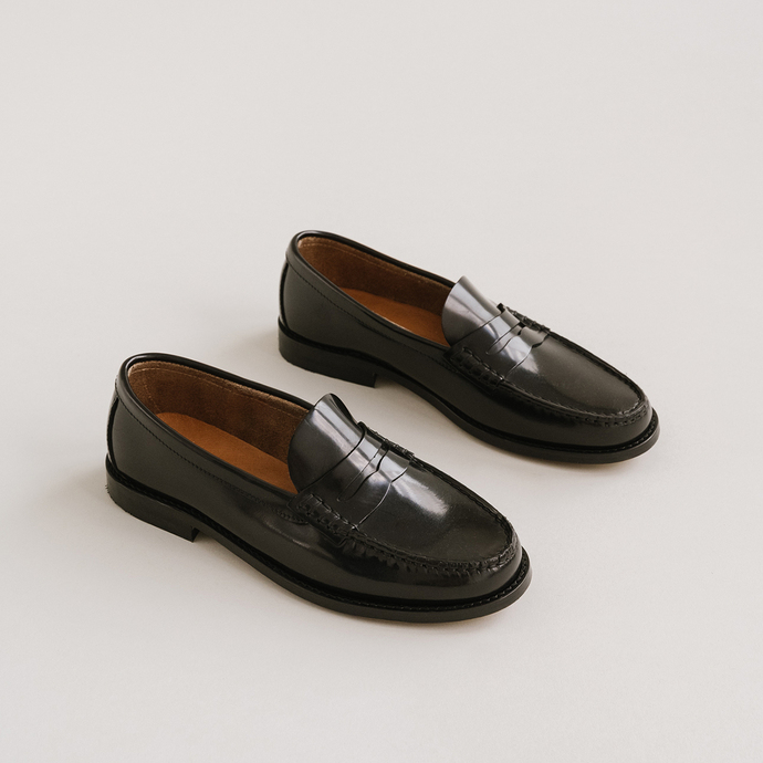 Mocassins  en cuir glacé noir