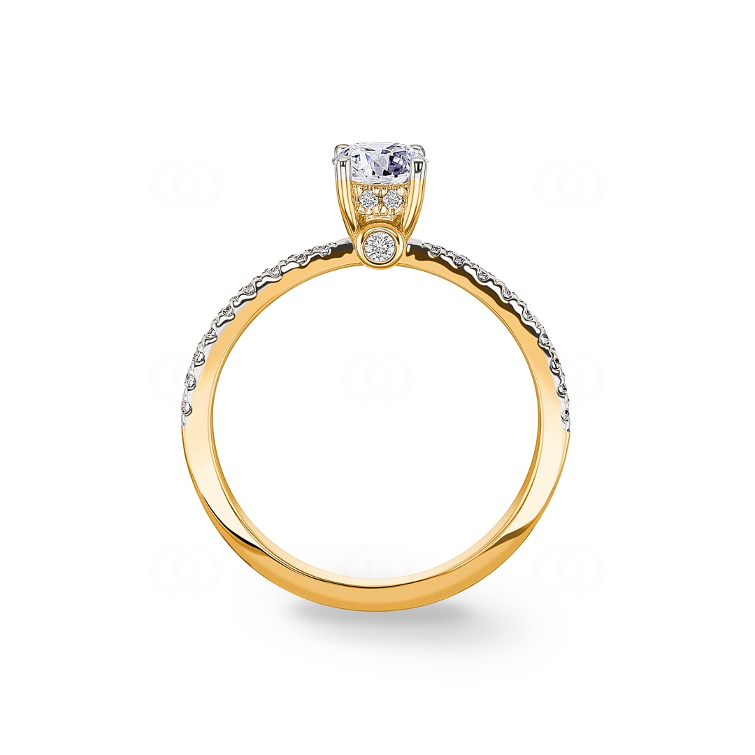 0.75ct Diamanten Pavé Solitärring 750/18 K Gelbgold