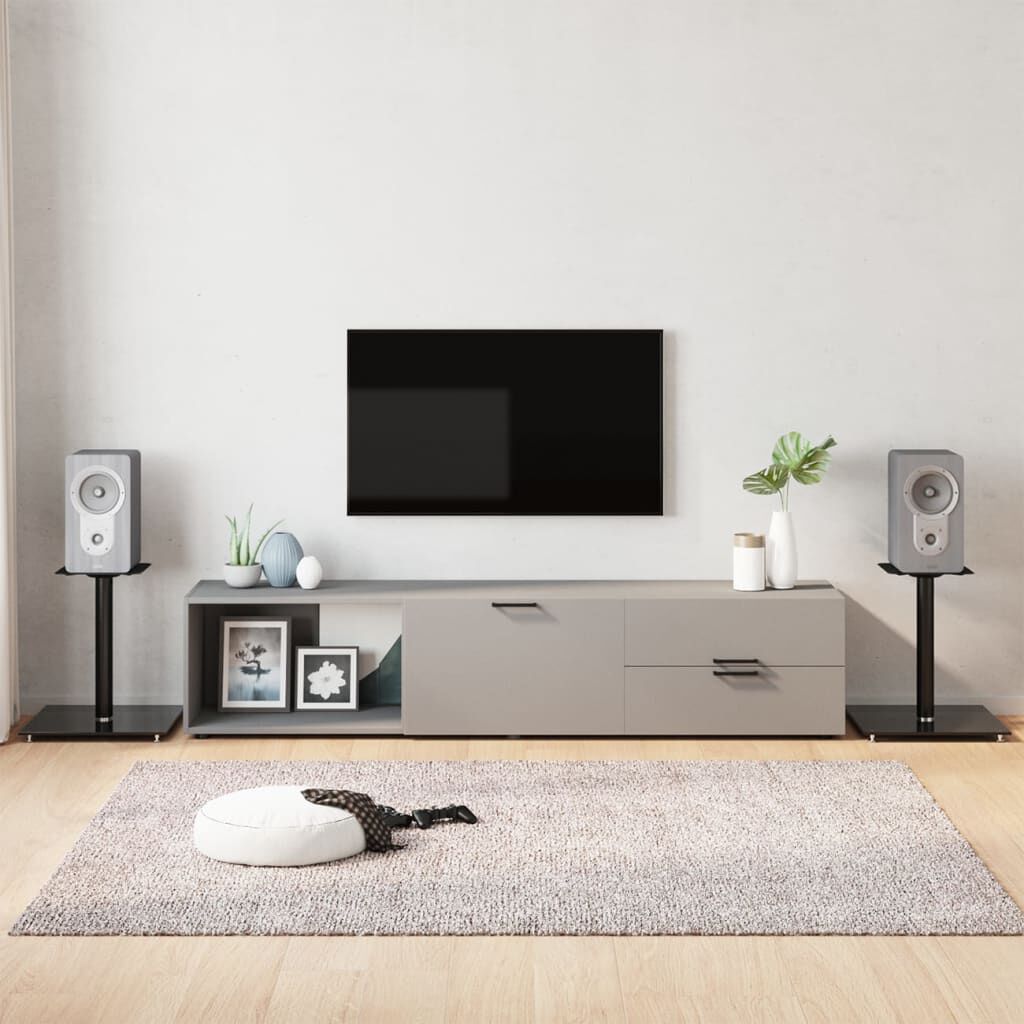 vidaXL Luidsprekerstandaards, 2 stuks, zwart, gehard glas, 1 paal