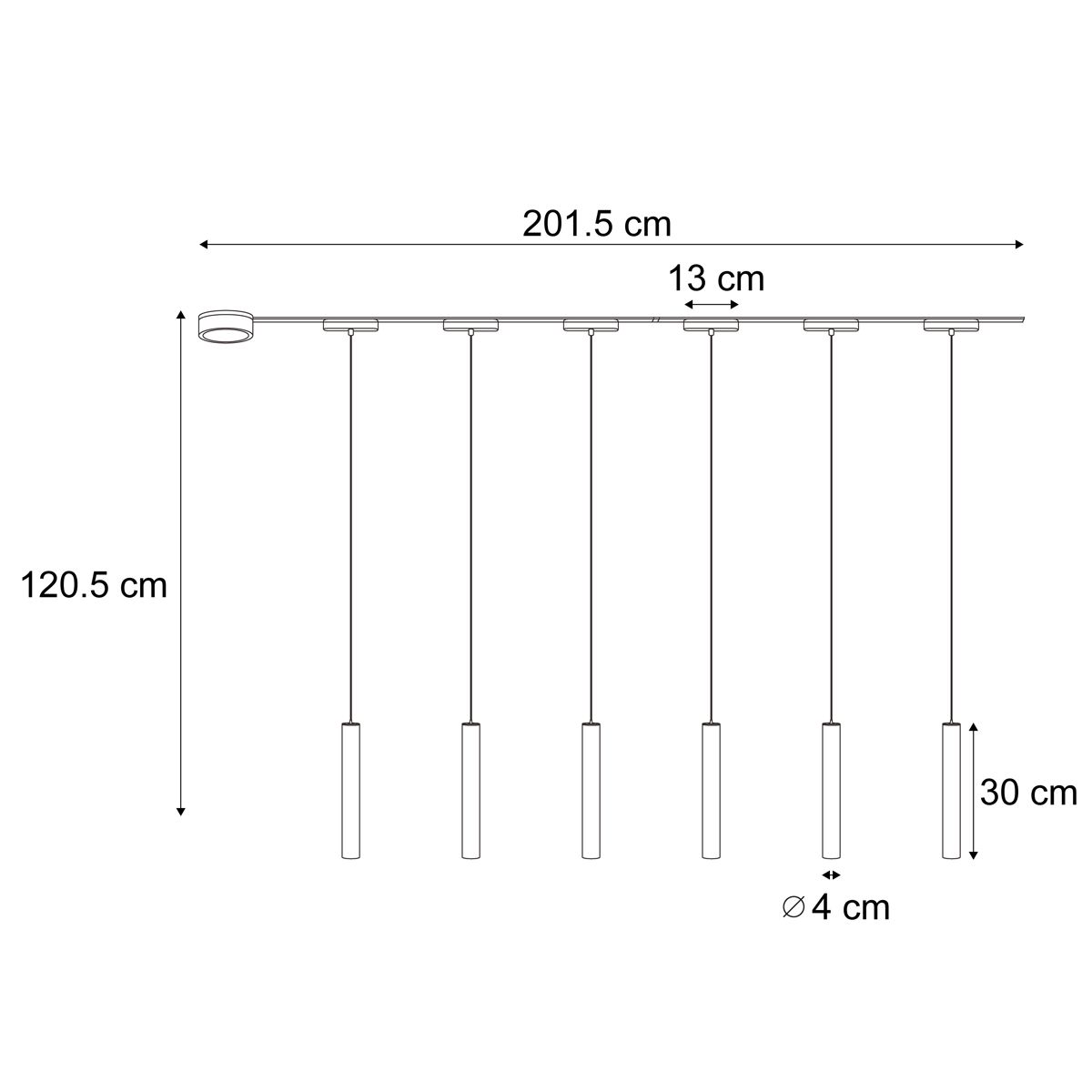 Modern railsysteem met 6 hanglampen zwart 1-fase - Magnetic Cassie