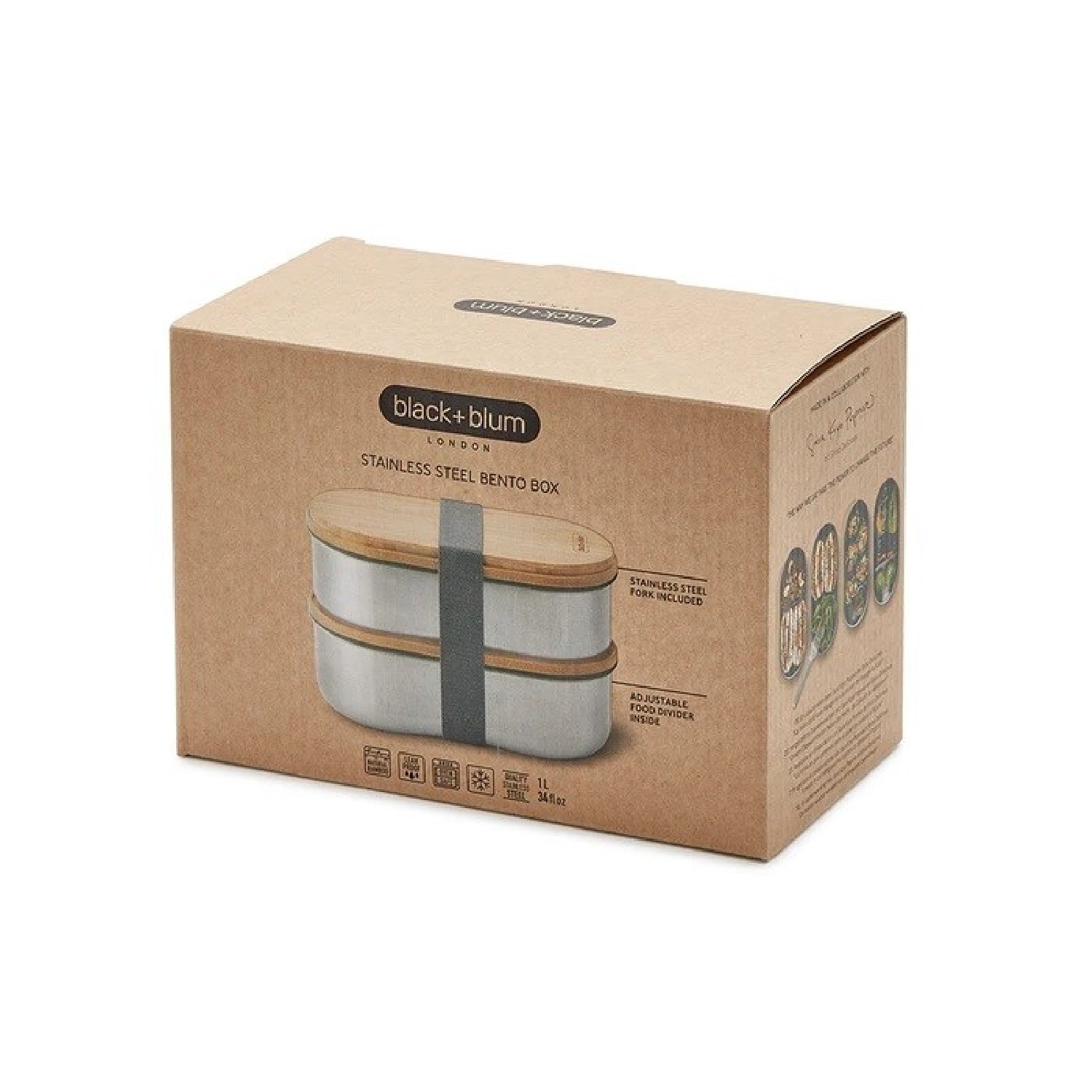 Black   Blum Lunchbox Double Bento Box Edelstahl