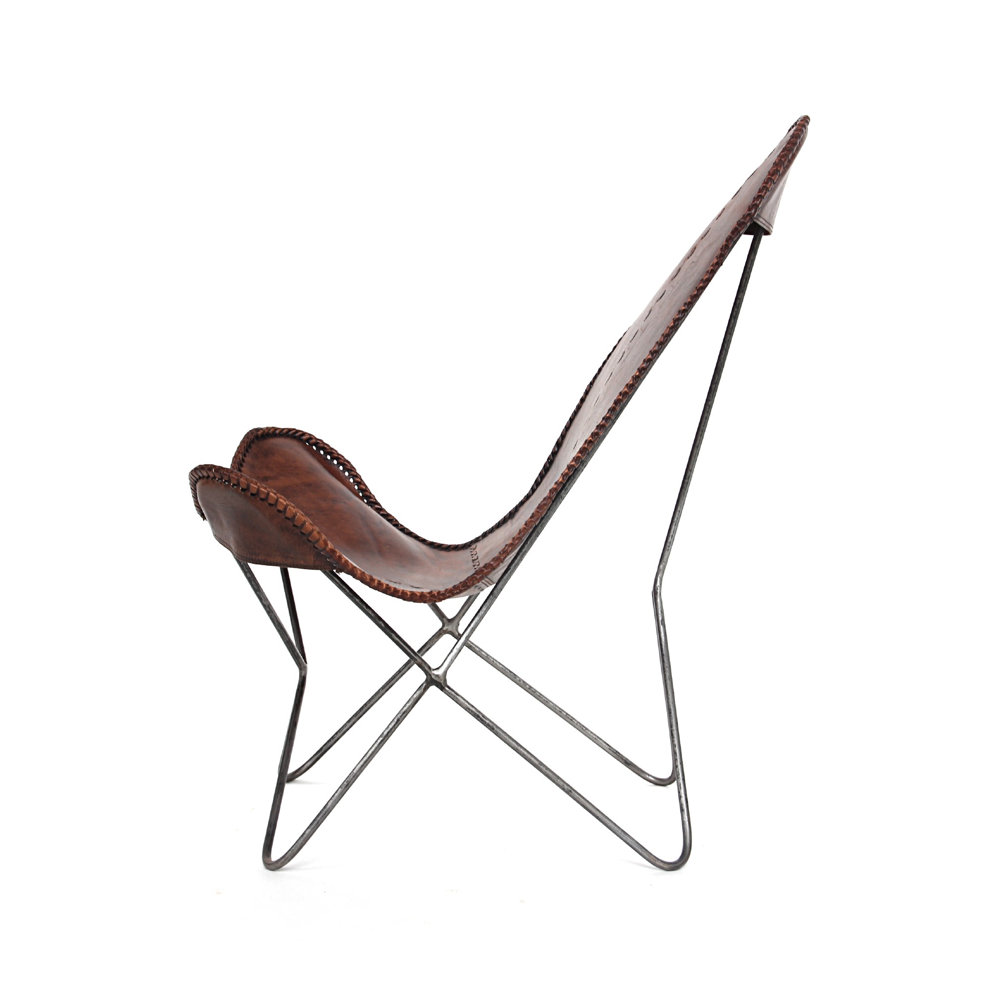 Lounger 'Nick', cognac, vernickelt, T 69 cm, B 83 cm, H 100 cm von fischer's lagerhaus
