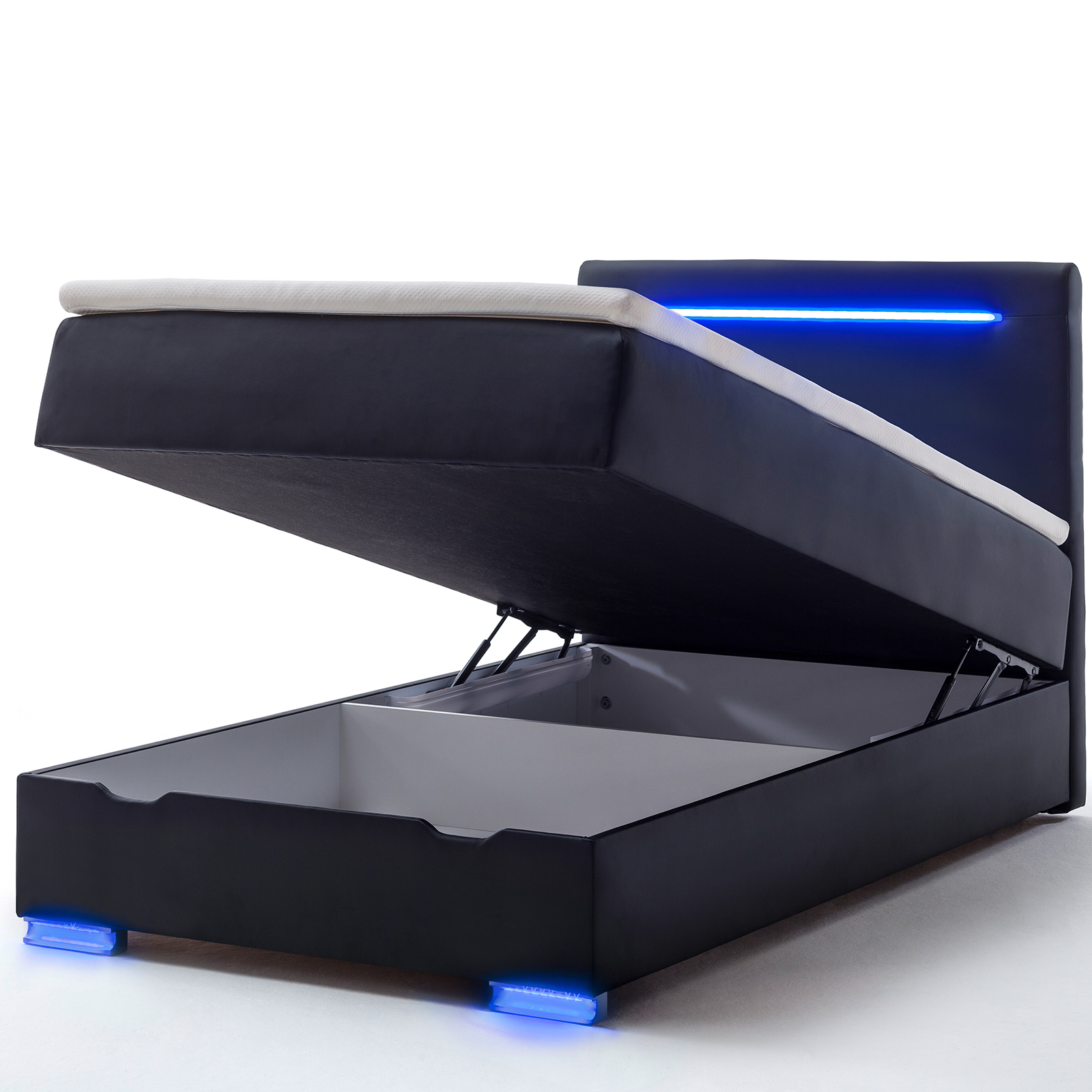 Boxspringbett - schwarz - H2 - Bettkasten - 140x200 cm