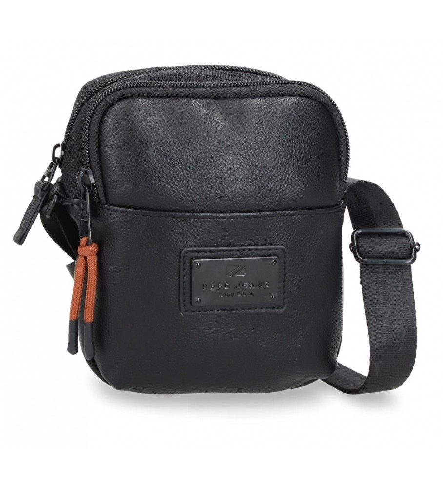 Bolsa de ombro pequena Pepe Jeans Egham com dois compartimentos, preta.