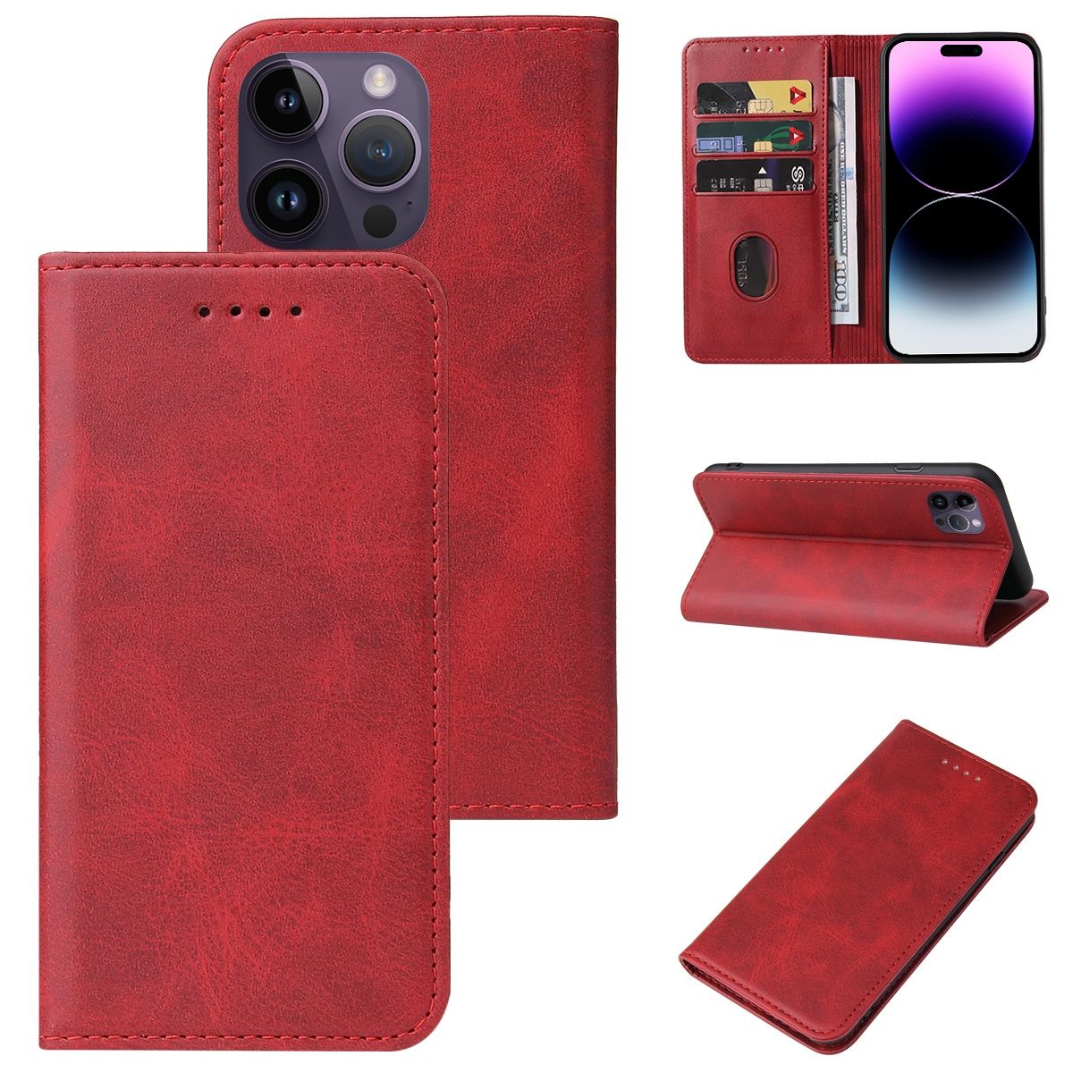 Hülle für Apple iPhone 15 Pro Max Schutz Handy Case Cover Tasche Wallet Etuis