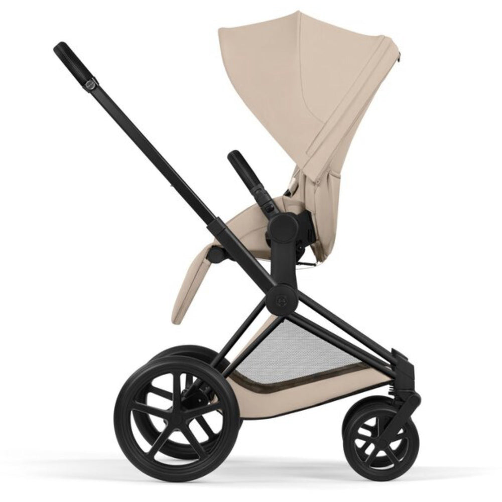 Køb Cybex Cozy Beige/Beige Priam Comfort Matt Black Inklusiv Foldbar Liggedel