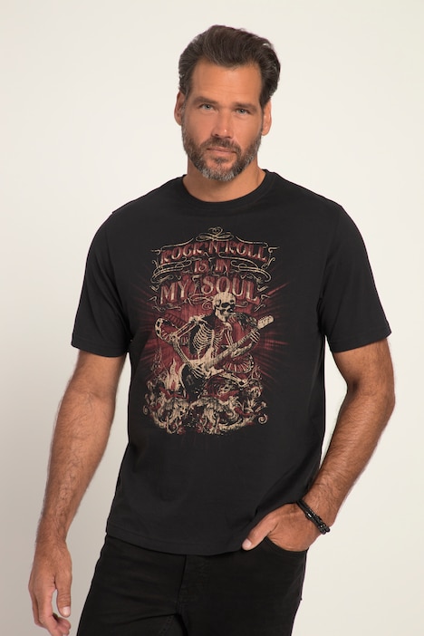 T-Shirt, Halbarm, Skelett Print, Rundhals