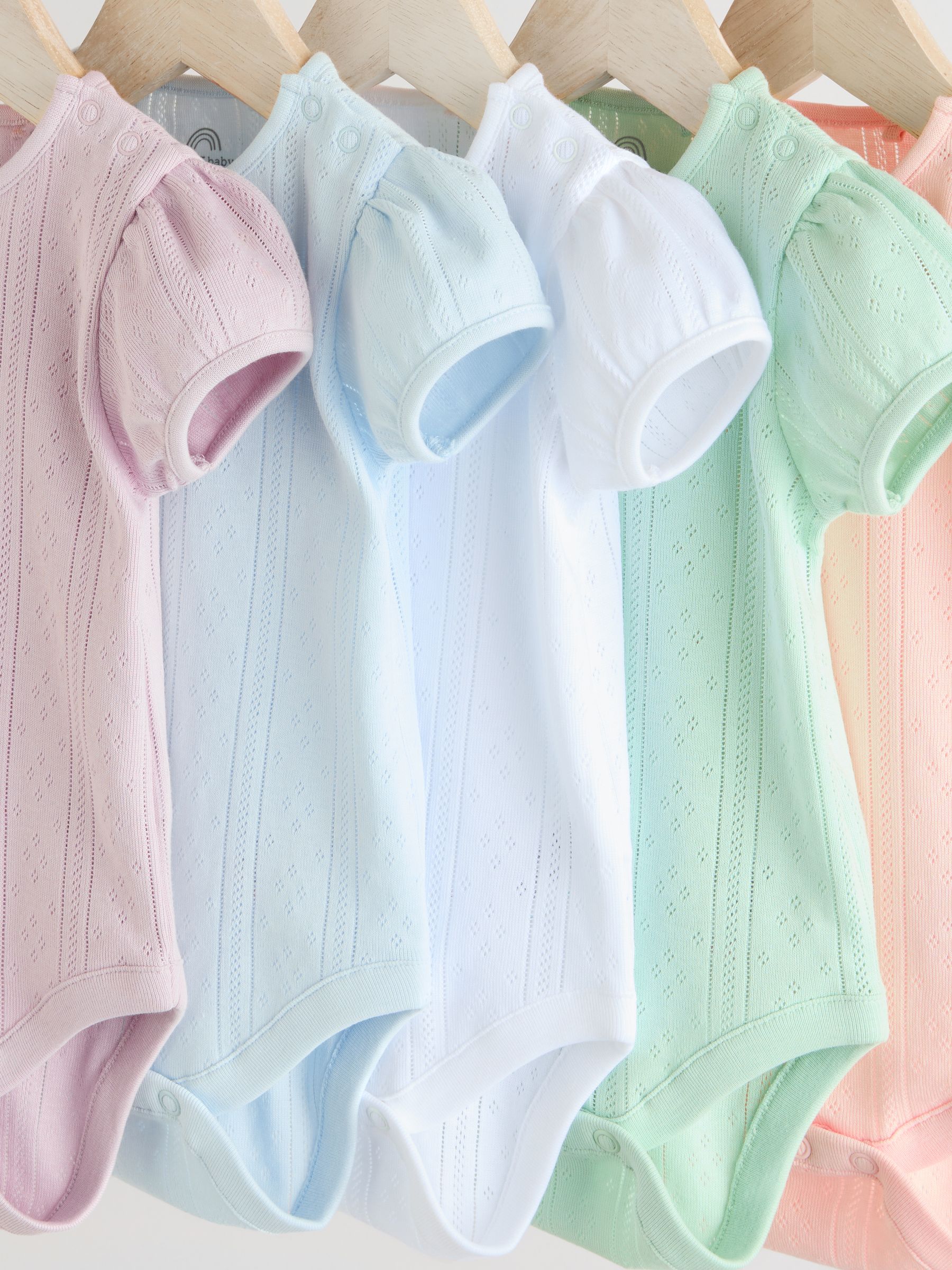 Pastel - 5 Pak Korte mouwen Pointelle Baby Bodysuits