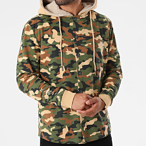 Veste A Capuche DP Kai Vert Kaki Beige Camouflage