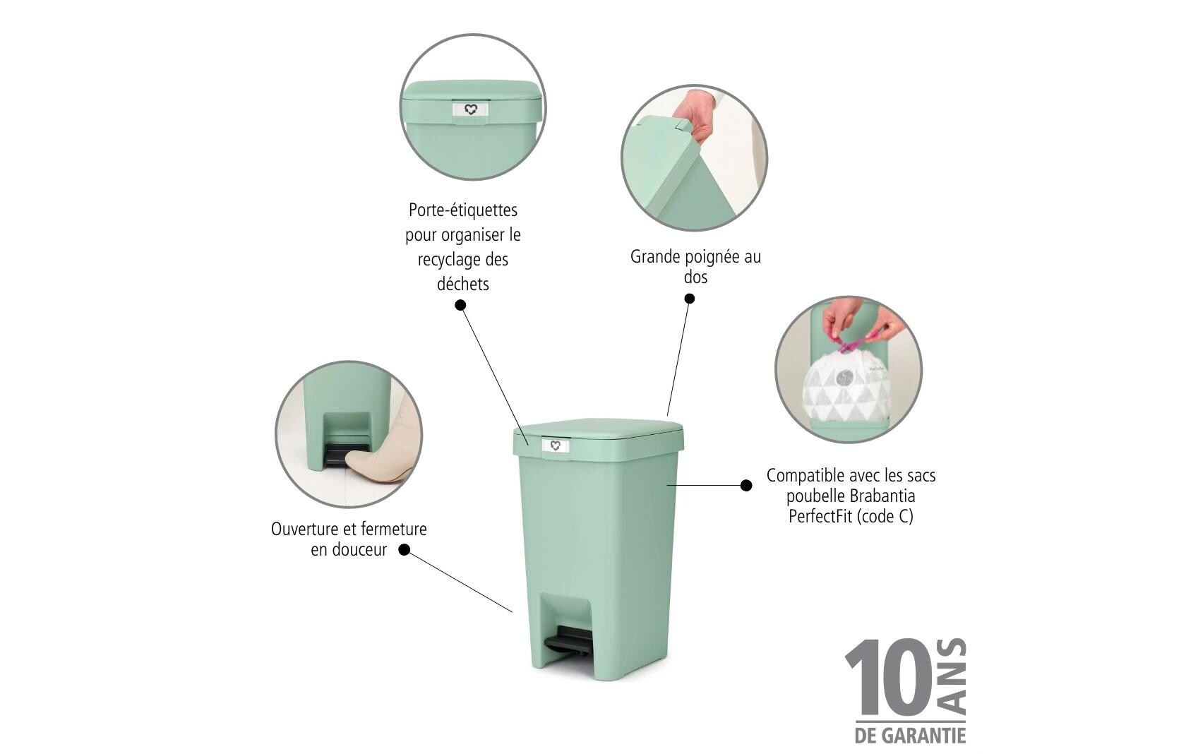 Recyclingbehälter StepUp 10 l, GrünTreteimer für Recycling Materialien
