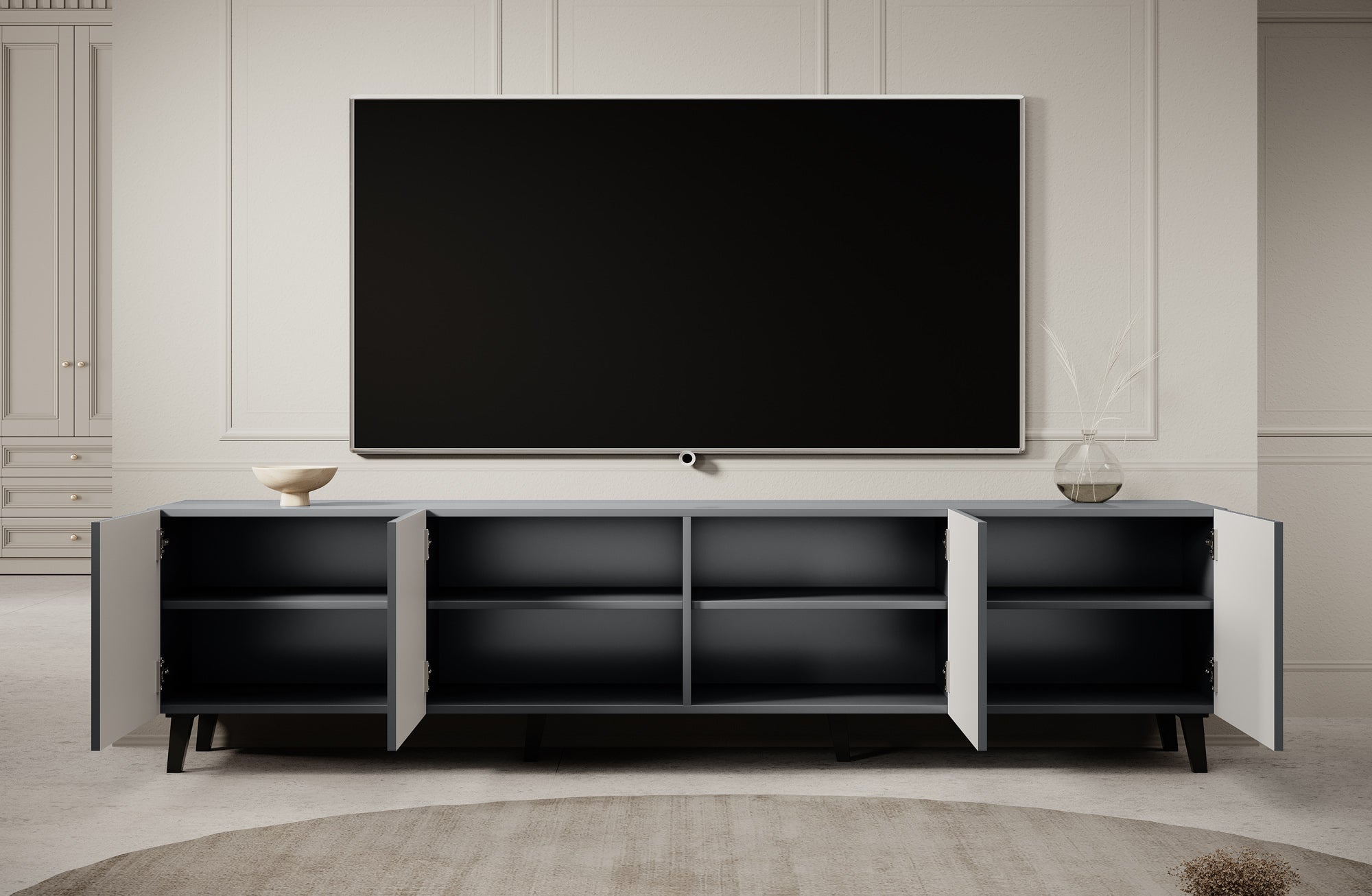 Meubella - TV-Meubel Vintar - Antraciet - 200 cm