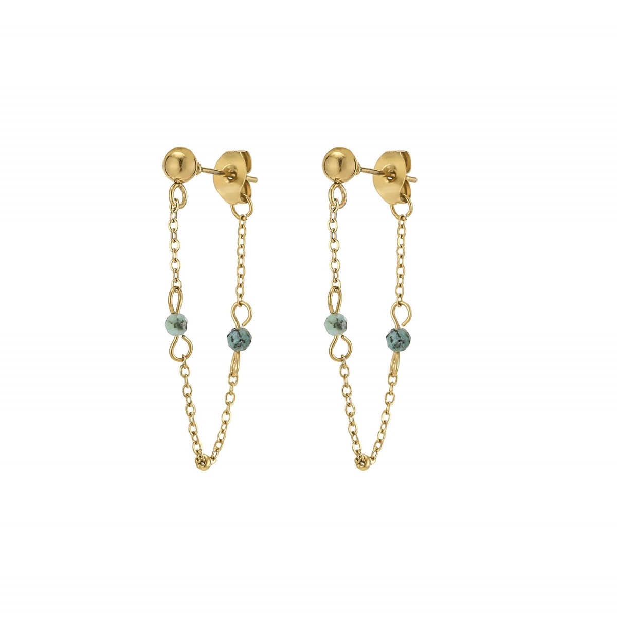 Boucles Kira pierres Pin Africain acier doré or