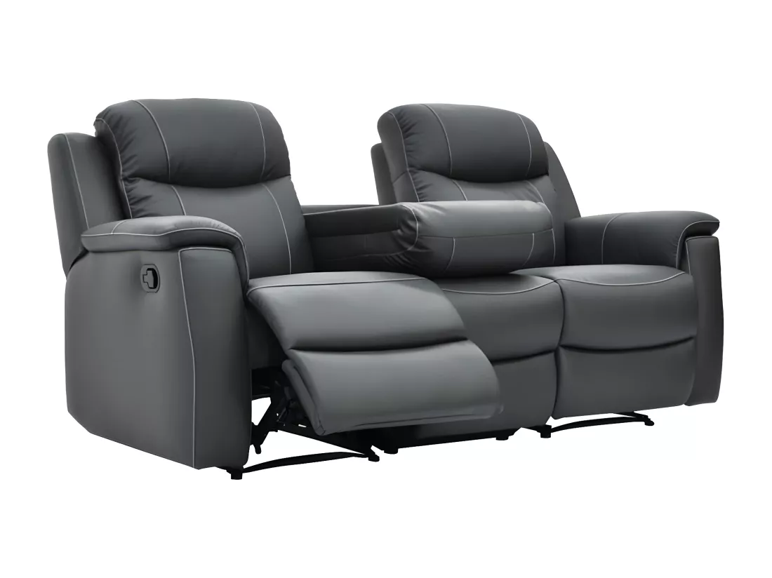 Canapé 3 places et un fauteuil relax EVASION en cuir - Gris