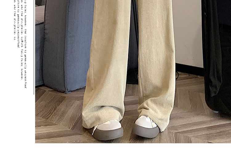 Dragan Pulse - High Rise Plain Corduroy Wide Leg Broek / Riem / Set