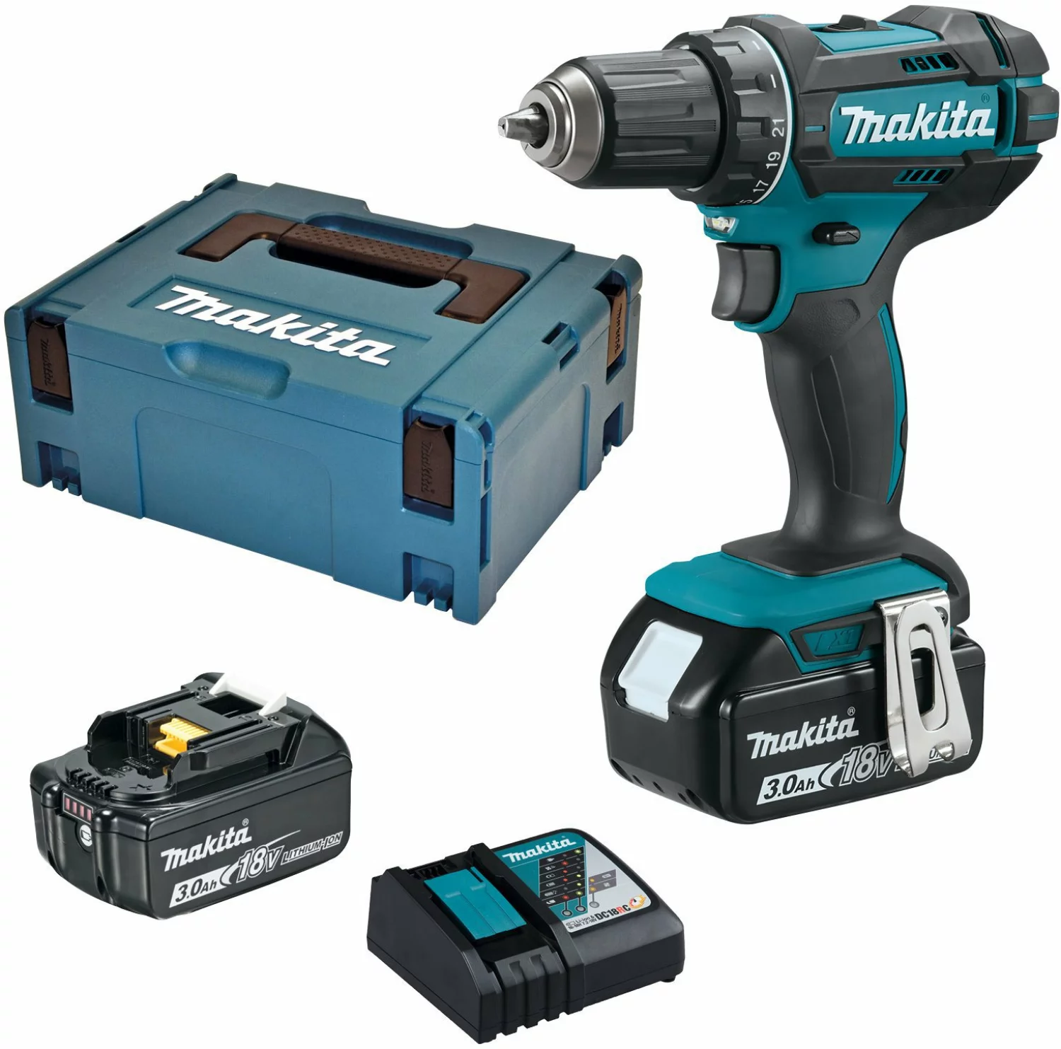 Makita DDF482RFJ 18V Li-Ion accu boor-/schroefmachine set (2x 3.0Ah accu) in Mbox