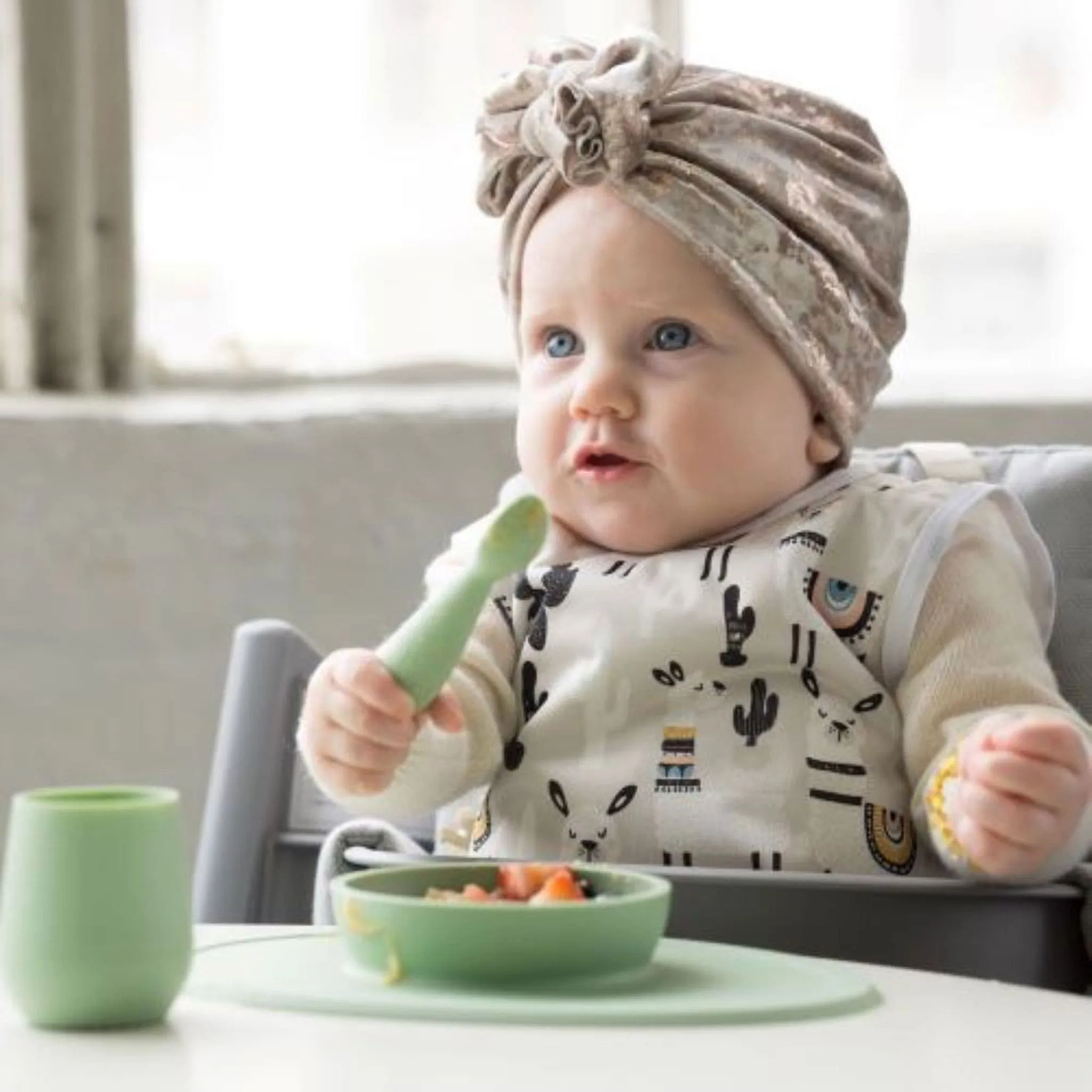 EZ PZ Fun Ensemble de Vaisselle d'Apprentissage en Silicone - Gris