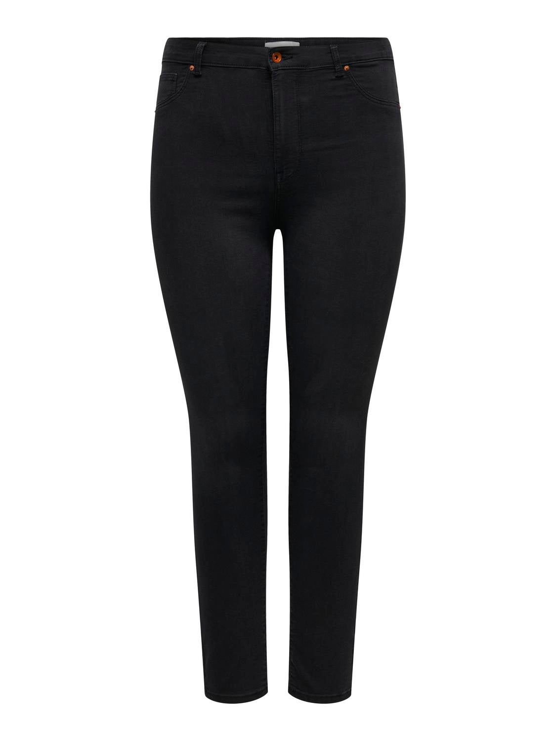 CARMILA-IRIS Hohe Taille Skinny Fit Jeans Washed Black