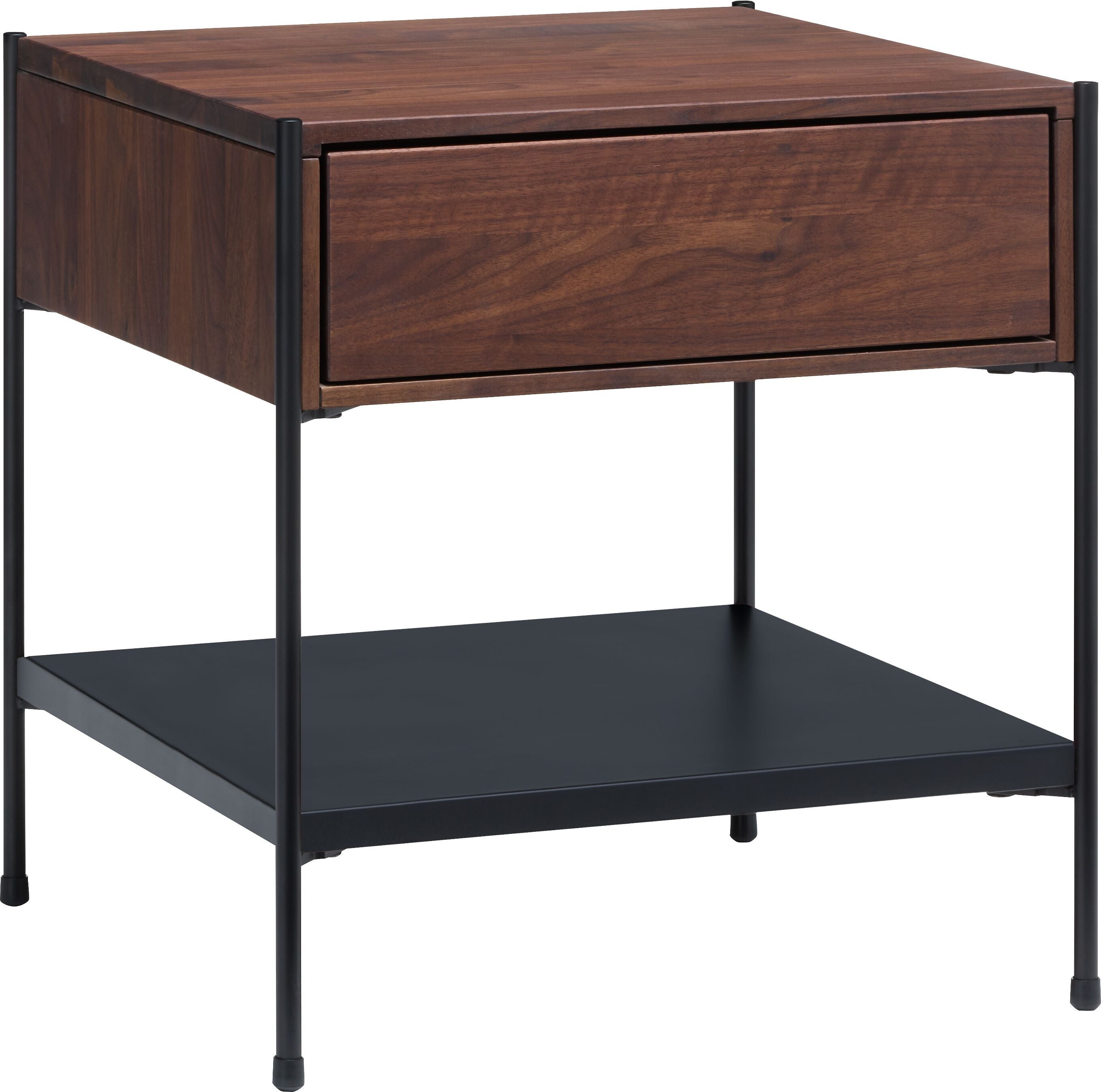 MALA Nachttisch - Nussbaum / B: 40.0 cm x T: 40.0 cm x H: 43.0 cm