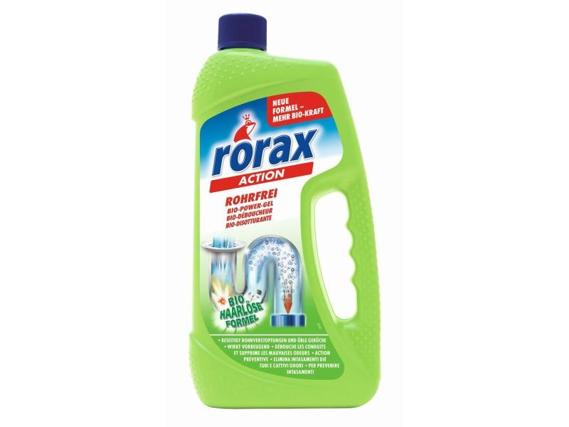 Rorax Abflussreiniger Bio Power Gel Rohrfrei 1 l Bio-Rohrreiniger mit Haarlöse-Formel, 1000 ml