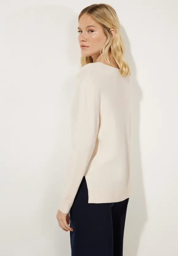 Pullover mit V-Ausschnitt - cream white melange