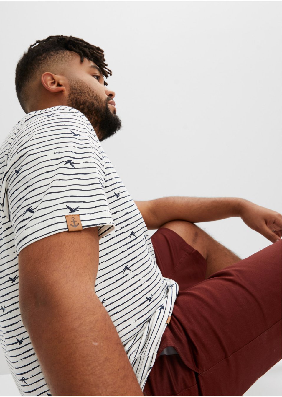 T-shirt col Henley, manches courtes